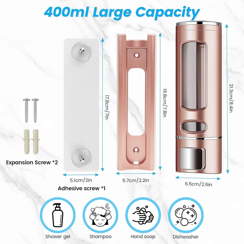 Kytree Single Wall Mounted Hand Soap Dispenser, 13.5oz/400ml Pink Bathroom Shower Dispenser Refillable Liquid Lotion Soap Dispenser for Bathroom Kitchen Hotel (Pink) - Image 1